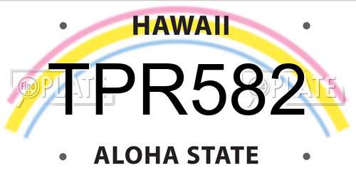 TPR582 Hawaii License Plate