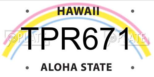 TPR671 Hawaii License Plate