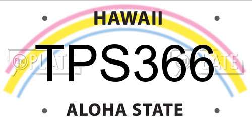 TPS366 Hawaii License Plate