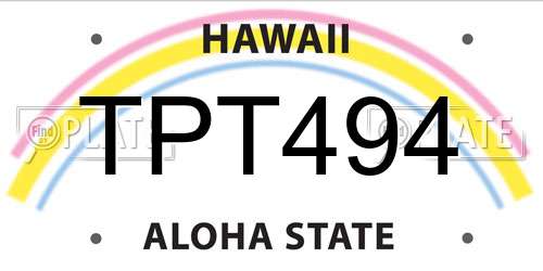 TPT494 Hawaii License Plate