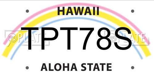 TPT78S Hawaii License Plate