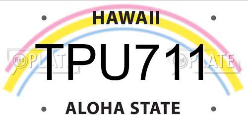 TPU711 Hawaii License Plate