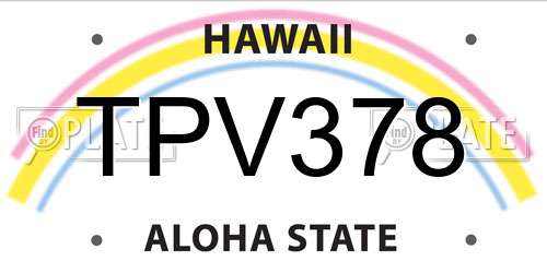 TPV378 Hawaii License Plate