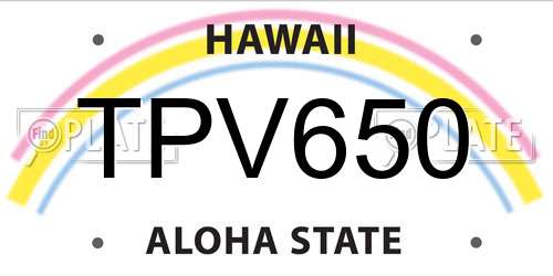 TPV650 Hawaii License Plate