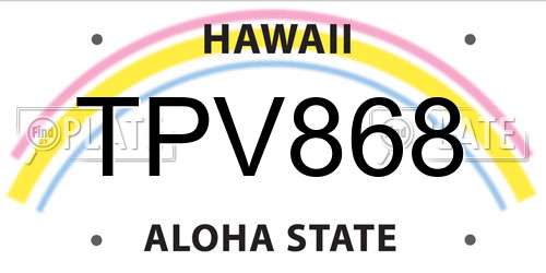 TPV868 Hawaii License Plate