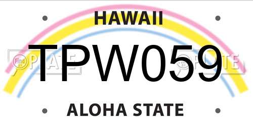 TPW059 Hawaii License Plate