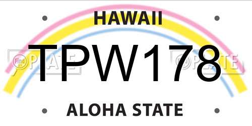 TPW178 Hawaii License Plate
