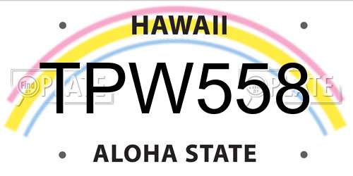 TPW558 Hawaii License Plate