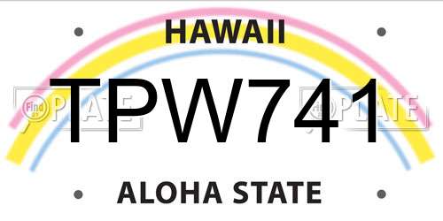TPW741 Hawaii License Plate