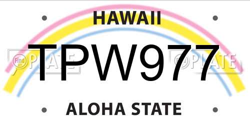 TPW977 Hawaii License Plate