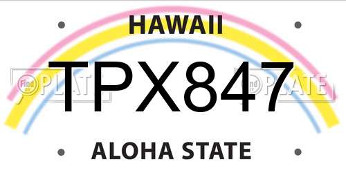 TPX847 Hawaii License Plate