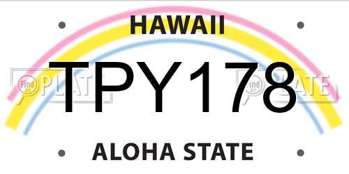 TPY178 Hawaii License Plate