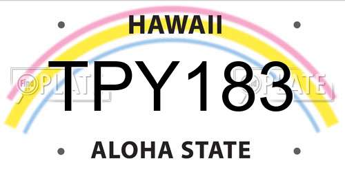 TPY183 Hawaii License Plate