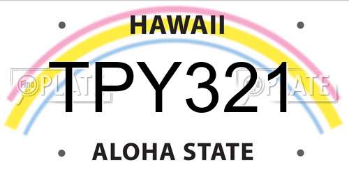 TPY321 Hawaii License Plate