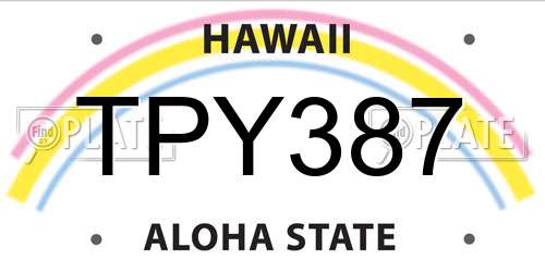 TPY387 Hawaii License Plate