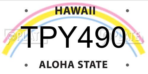 TPY490 Hawaii License Plate