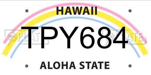 TPY684 Hawaii License Plate