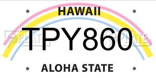 TPY860 Hawaii License Plate