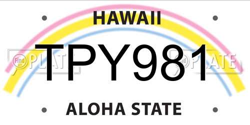 TPY981 Hawaii License Plate
