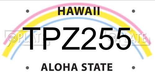 TPZ255 Hawaii License Plate