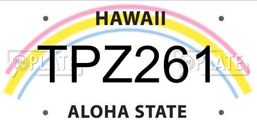 TPZ261 Hawaii License Plate