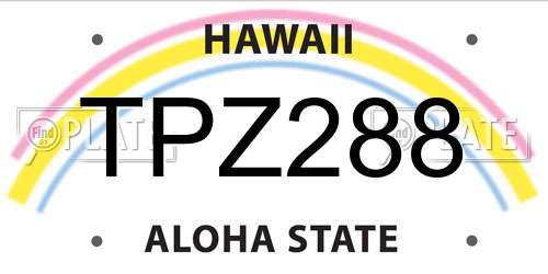 TPZ288 Hawaii License Plate