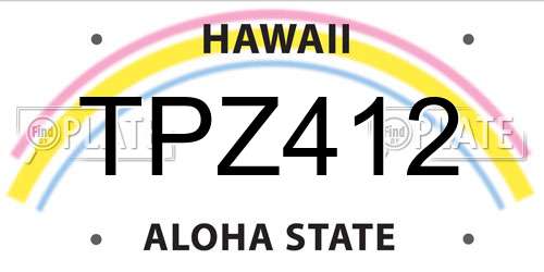 TPZ412 Hawaii License Plate