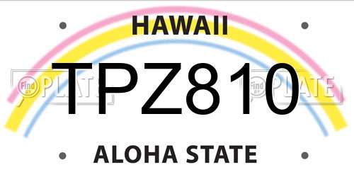 TPZ810 Hawaii License Plate