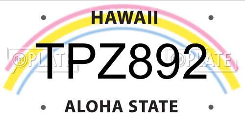 TPZ892 Hawaii License Plate