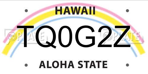 TQ0G2Z Hawaii License Plate