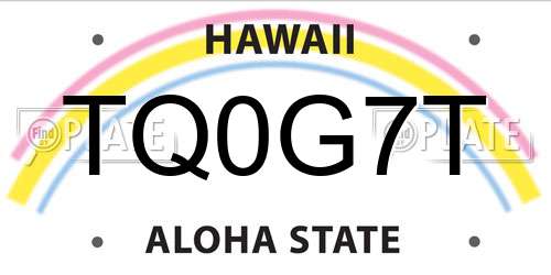 TQ0G7T Hawaii License Plate