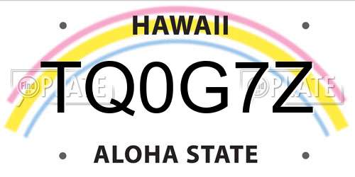 TQ0G7Z Hawaii License Plate