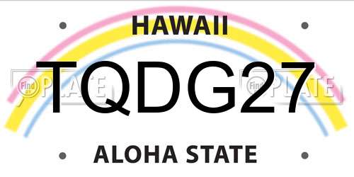 TQDG27 Hawaii License Plate