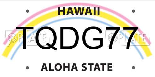 TQDG77 Hawaii License Plate