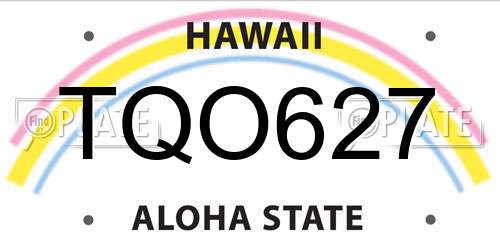 TQO627 Hawaii License Plate