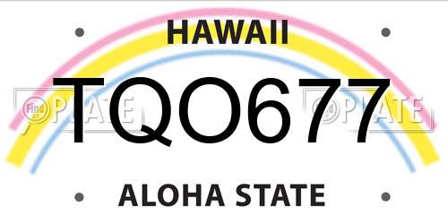 TQO677 Hawaii License Plate