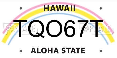 TQO67T Hawaii License Plate