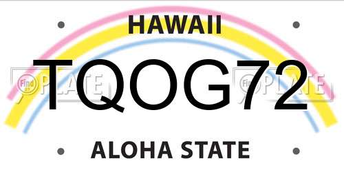 TQOG72 Hawaii License Plate