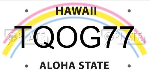 TQOG77 Hawaii License Plate