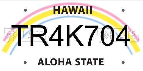 TR4K704 Hawaii License Plate