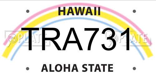 TRA731 Hawaii License Plate