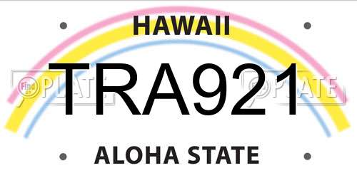 TRA921 Hawaii License Plate