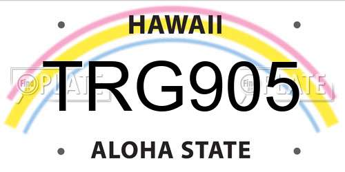 TRG905 Hawaii License Plate