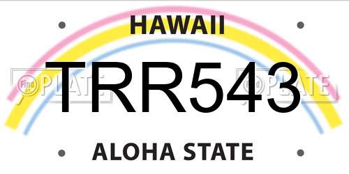 TRR543 Hawaii License Plate