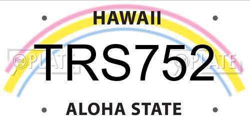 TRS752 Hawaii License Plate