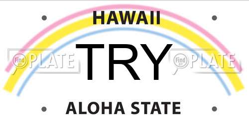 TRY Hawaii License Plate