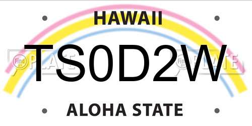 TS0D2W Hawaii License Plate