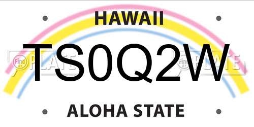 TS0Q2W Hawaii License Plate