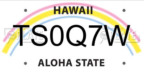 TS0Q7W Hawaii License Plate