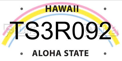 TS3R092 Hawaii License Plate